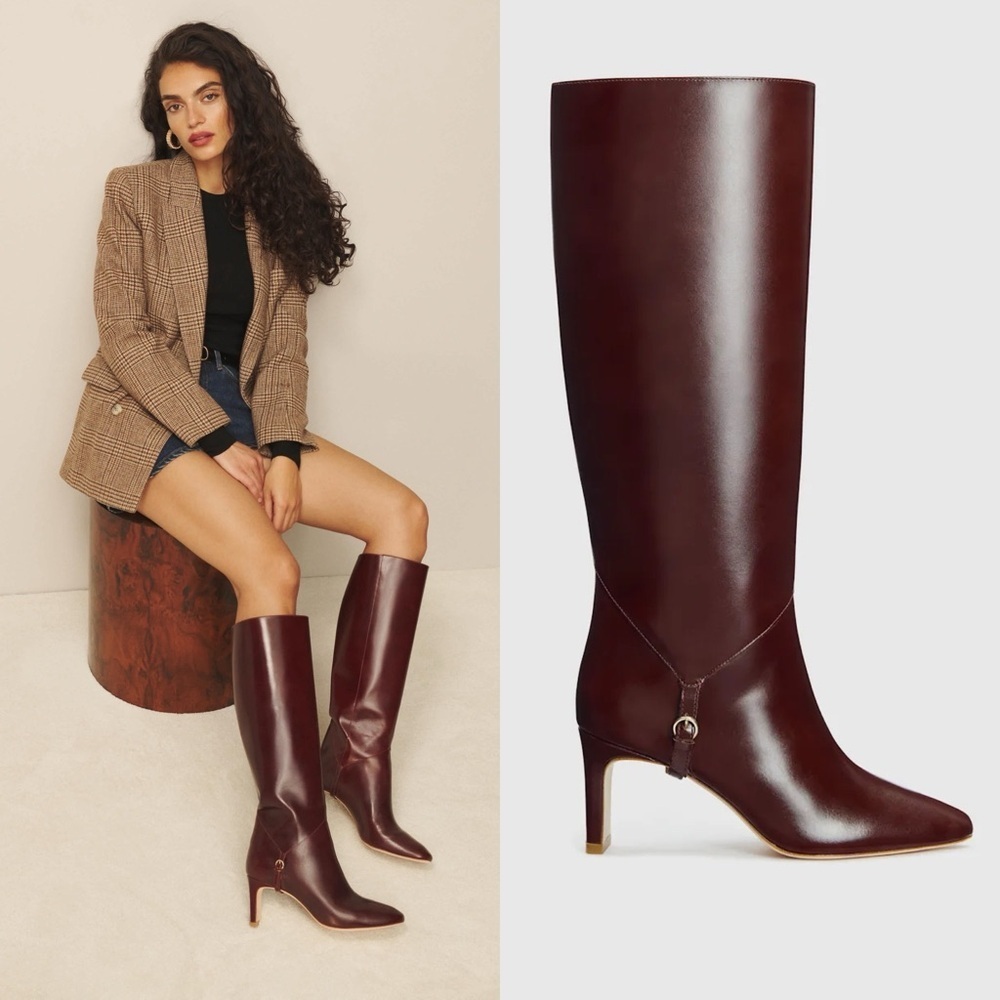 REFORMATION Gaelle Knee High Boots in Ruby 8